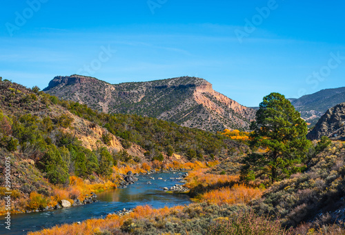 Fotografering Beautiful autumn colors on Rio Grande river flowing through New Mexico
