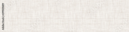 Natural Cream  French Linen Texture Border Background. Old Ecru Flax Fibre Seamless Pattern. Organic Yarn Close Up Weave Fabric Ribbon Trim Banner. Sack Cloth Packaging, Canvas Edging. Vector EPS10
