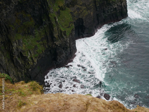 cliffs of moher - water hits the rock