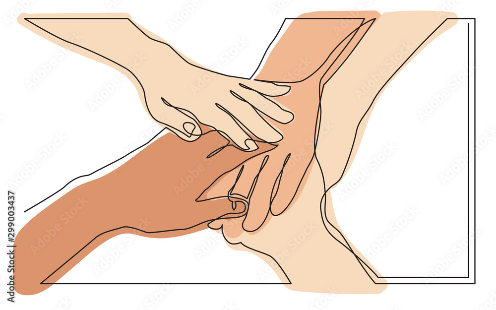 continuous line drawing of people team holding hands together continuous line drawing of people team holding hands together