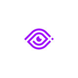 Initial letter e or p logo template with modern geometric eye or leaf illustration in flat design monogram symbol