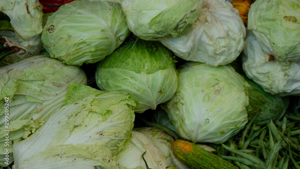Fototapeta premium Cabbage vegetables in traditional markets, ingredients for making soup