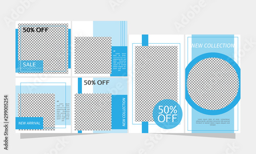 Set of social media stories and post frame templates. Editable modern minimal square banner for mobile apps.