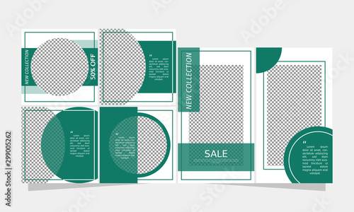 Set of social media stories and post frame templates. Editable modern minimal square banner for mobile apps.