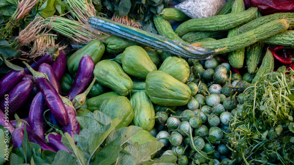 Various vegetables and ingredients in traditional markets Various vegetables and ingredients in traditional markets