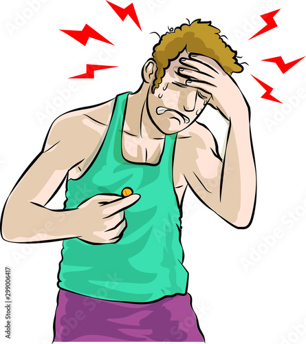 man was head ache and dizzy