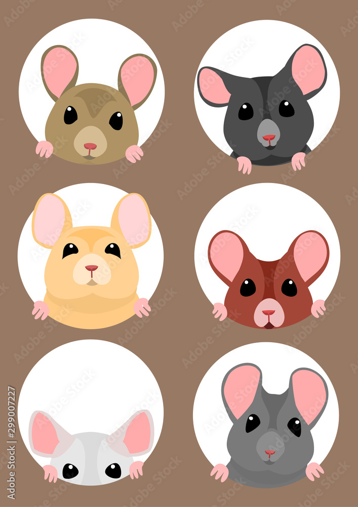 cute mice face set