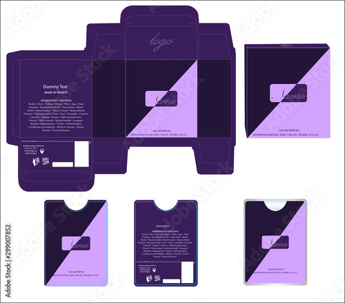 Packaging design, perfume luxury box design template and mockup box. Illustration vector.