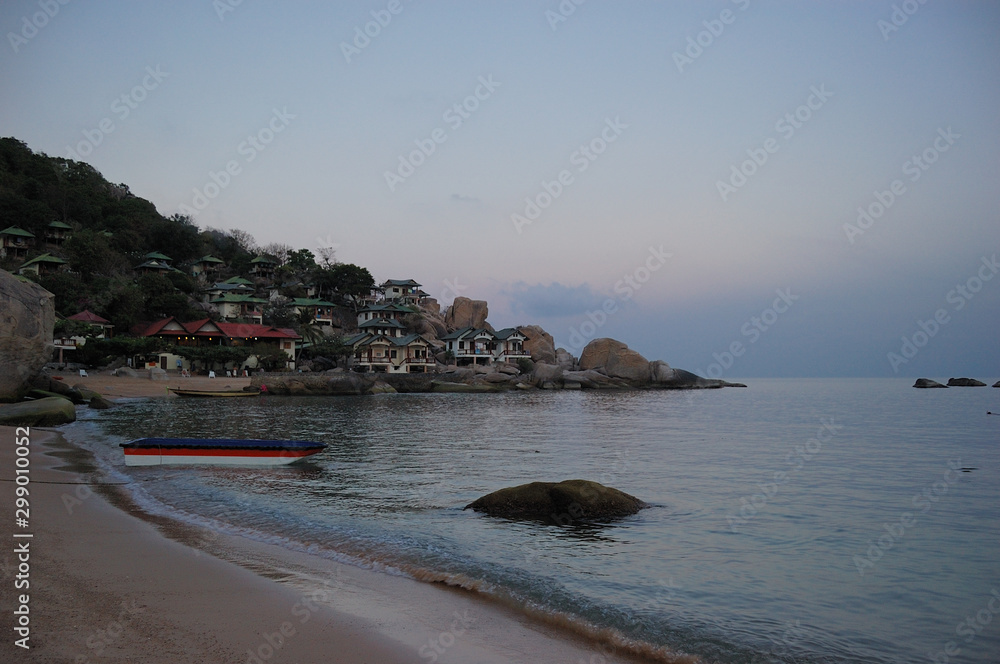 A calm evening landscape of Ao Tanot (Tanote Bay) in Koh Tao, Thailand