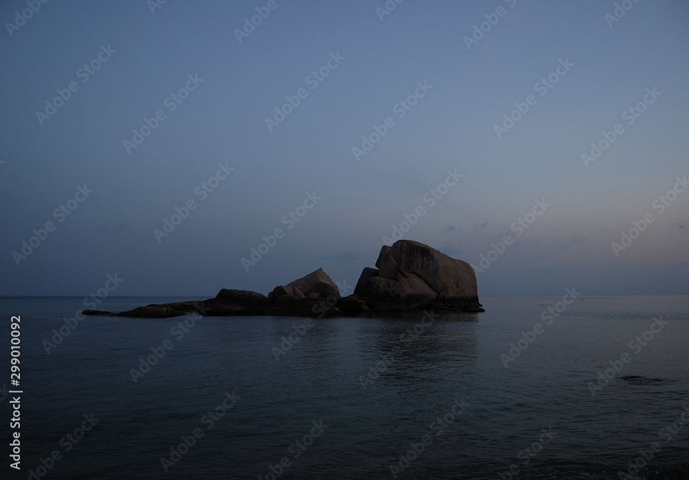 A blue evening in Ao Tanot (Tanote Bay) in Koh Tao, Thailand