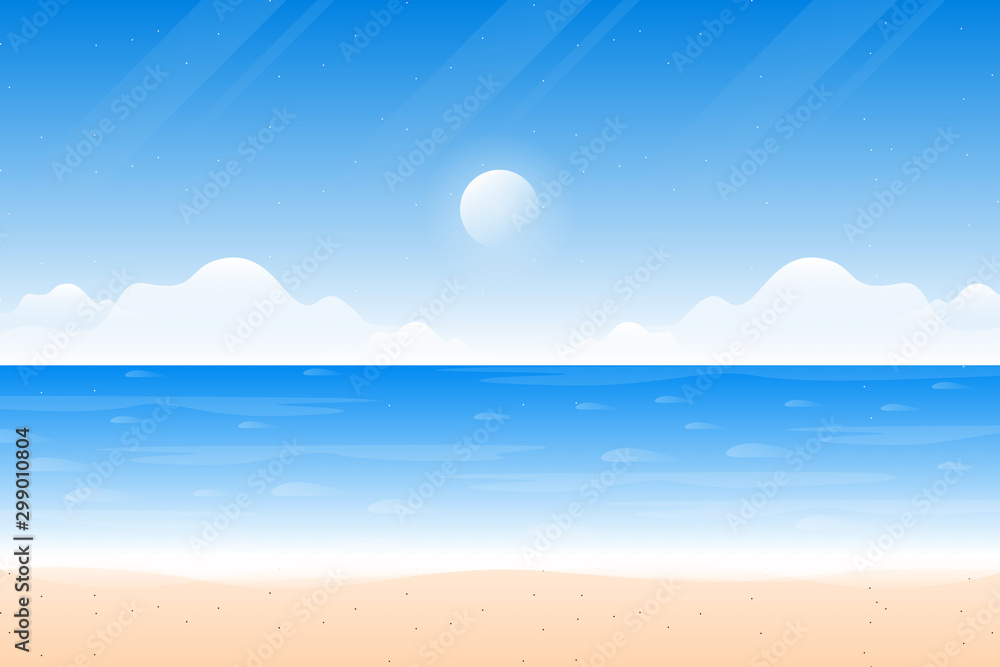 Scenery blue sky on the beach and sea background