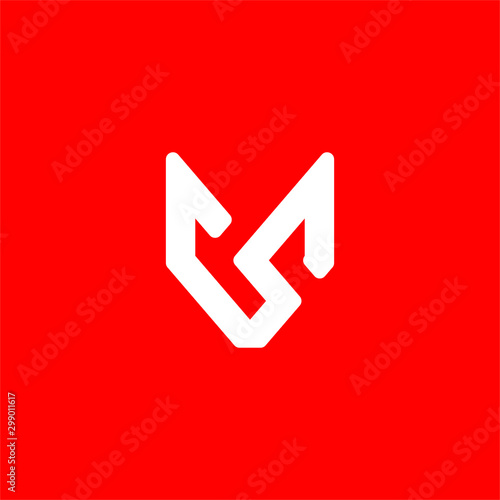 Initial letter C S logo template with modern fox head flat design illustration