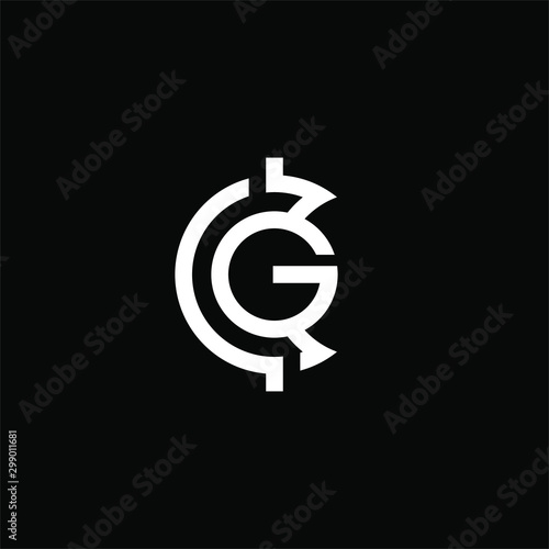 Initial letter C G logo template with modern circle or crypto coin symbol flat design illustration