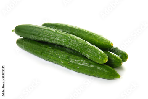green long cucumbers on a white background