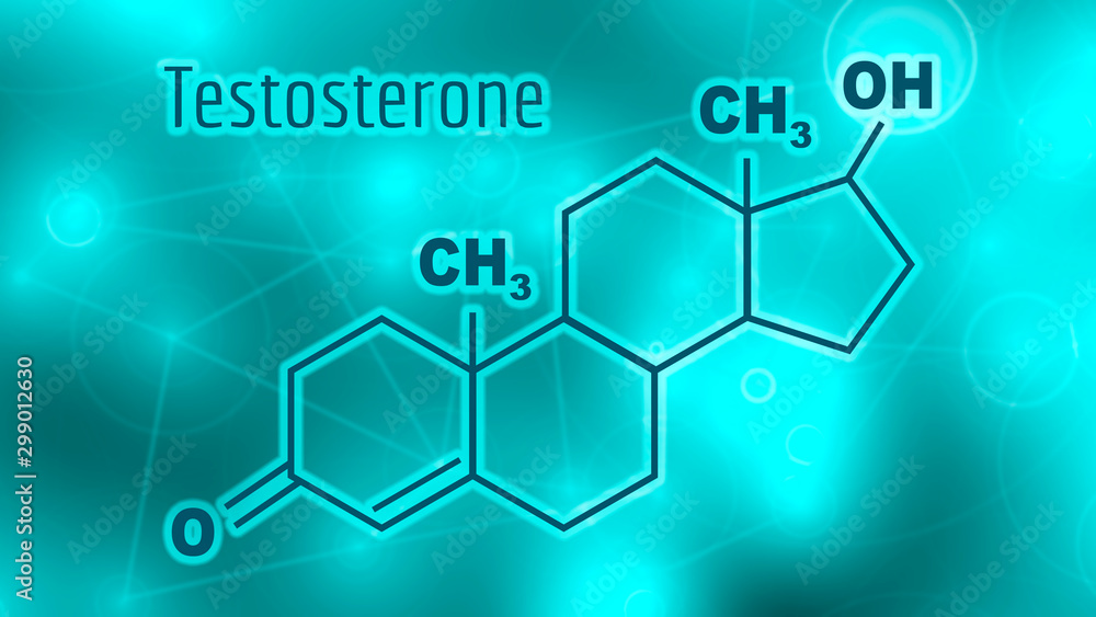 Obraz premium Chemical molecular formula hormone testosterone. Infographics illustration.