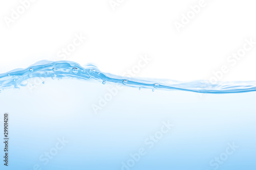 Water splash. Aqua flowing in waves and creating bubbles. Drops on the water surface feel fresh and clean. isolated on white background. © Ekkachai
