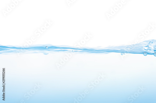 Water splash. Aqua flowing in waves and creating bubbles. Drops on the water surface feel fresh and clean. isolated on white background.