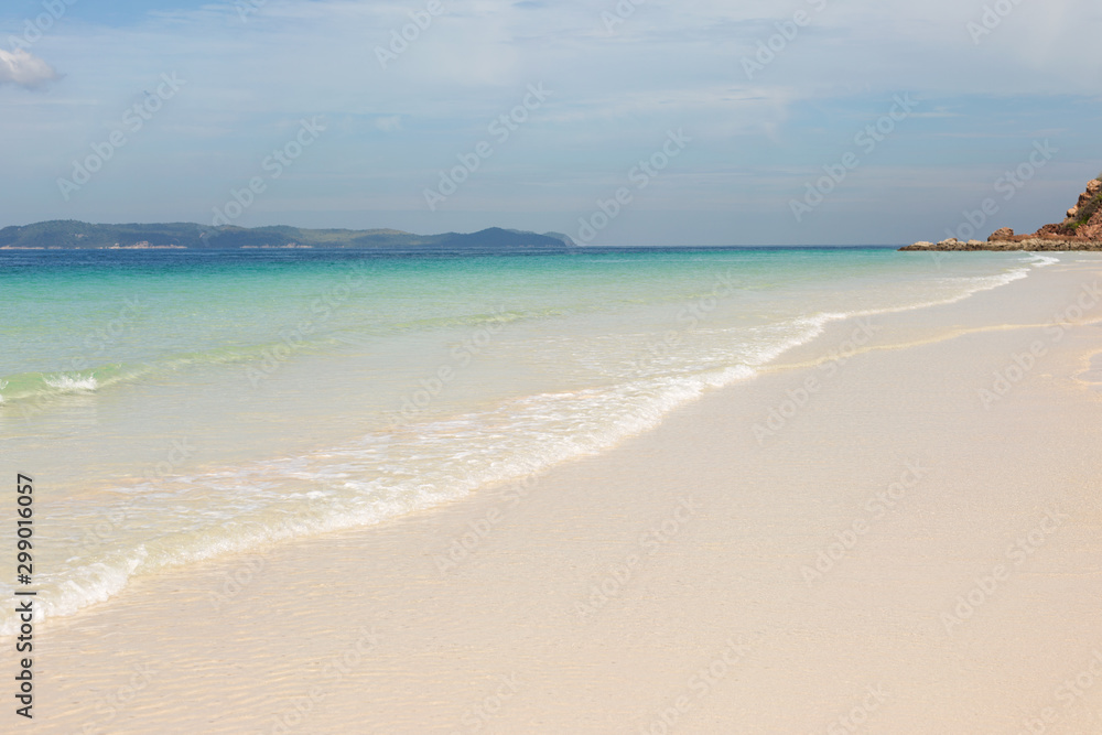 Blue sea waves summer background. Sand beach Blue sea waves summer background. Sand beach