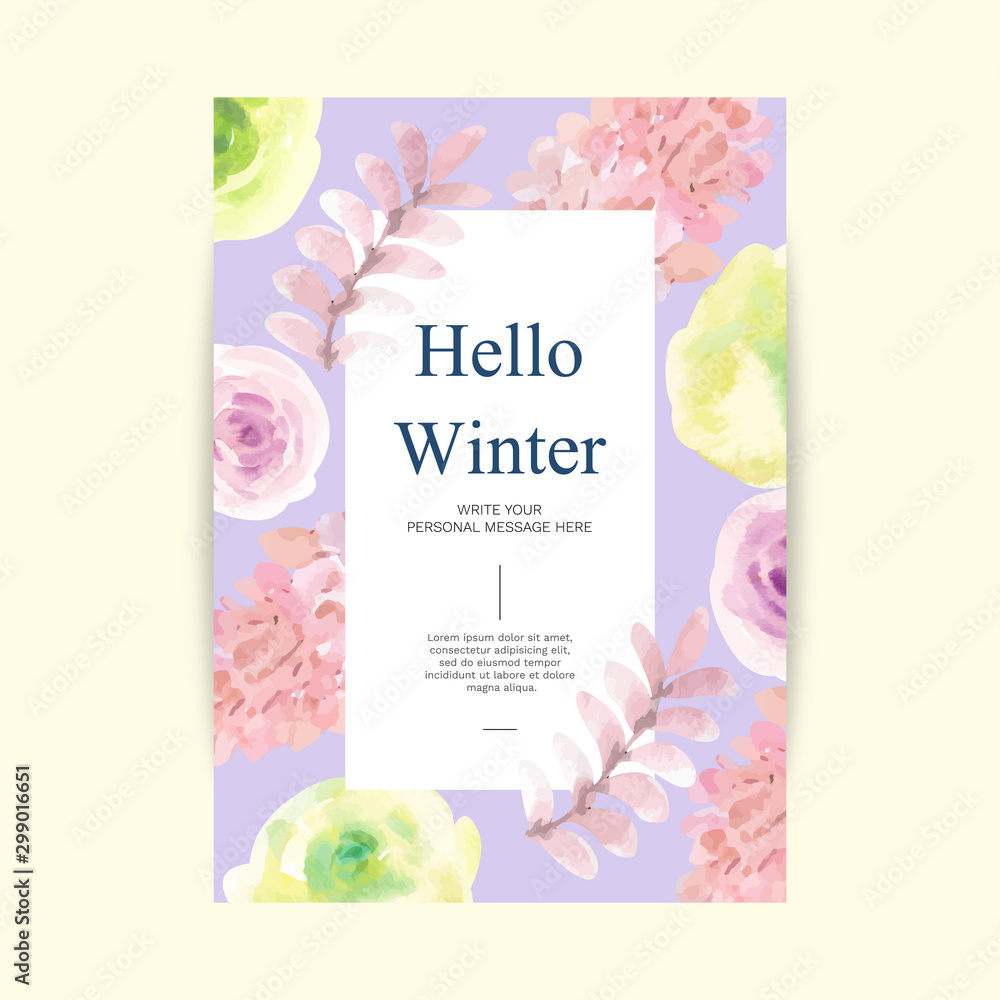 hello winter, vectors watercolor painting for desing