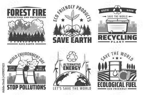 World environment day, save earth nature icons