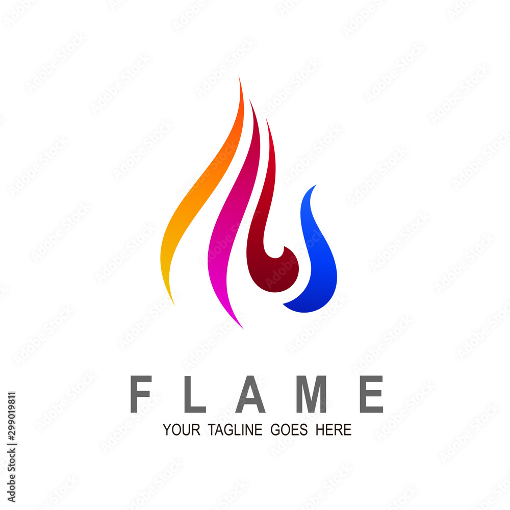 Fire logo with colorful design illustration, line icon with fire Fire logo with colorful design illustration, line icon with fire
