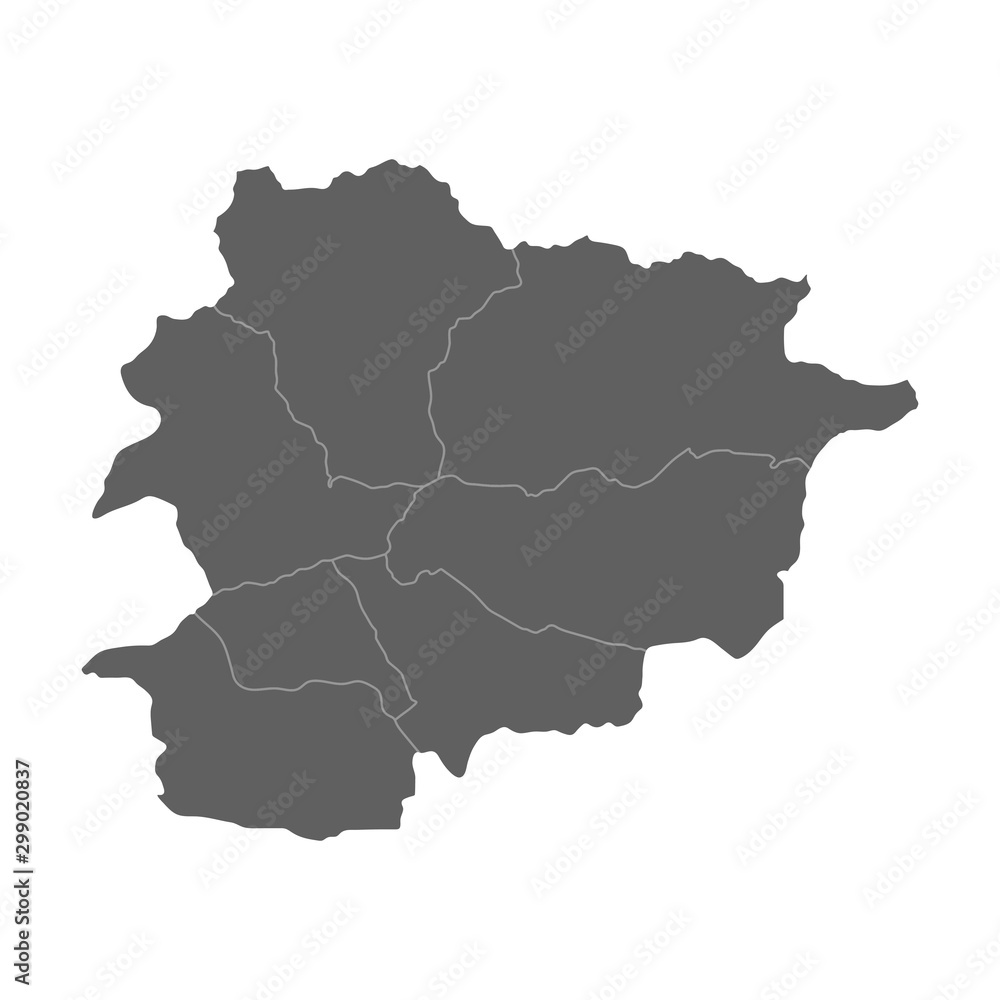Vector illustration of grey Andorra map. Vector map.