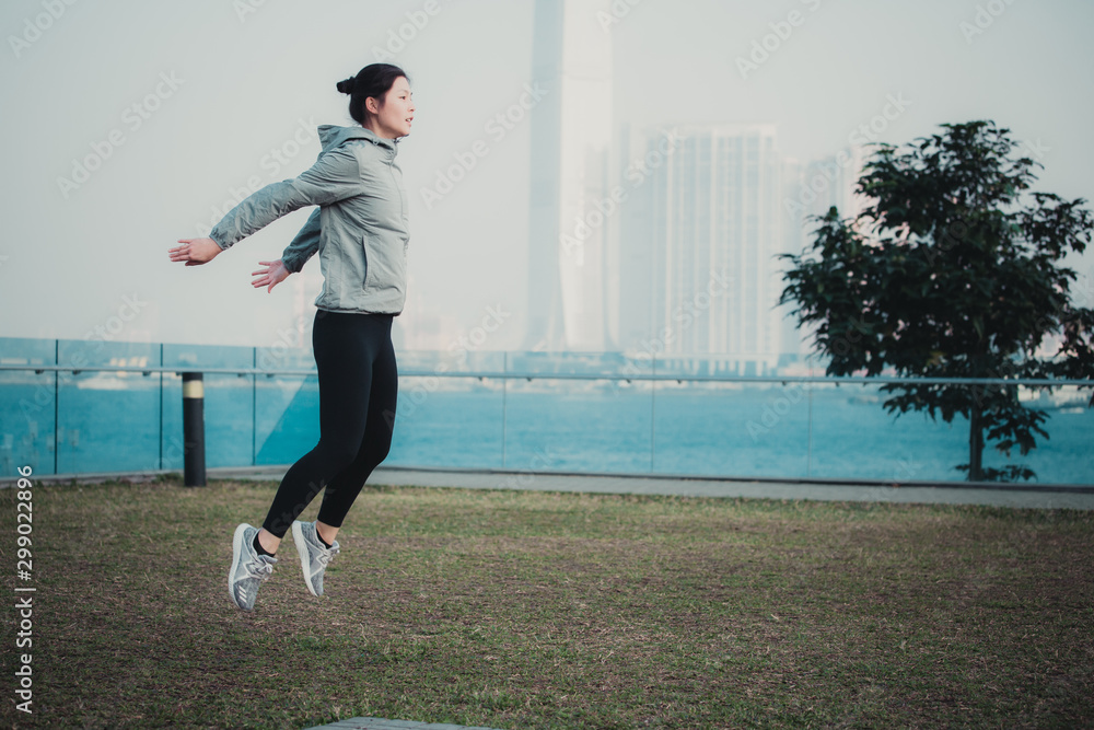 Woman doing warm up at outdoor