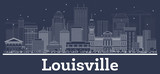 Outline Louisville Kentucky USA  City Skyline with White Buildings.