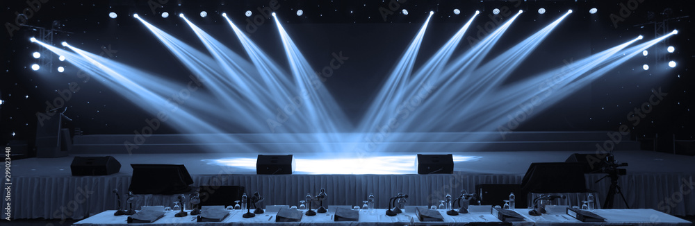 Fototapeta Empty stage and concert lighting background in award ceremony theme creative or singing contest