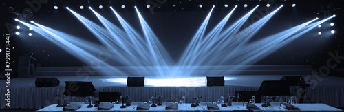 Empty stage and concert lighting background in award ceremony theme creative or singing contest