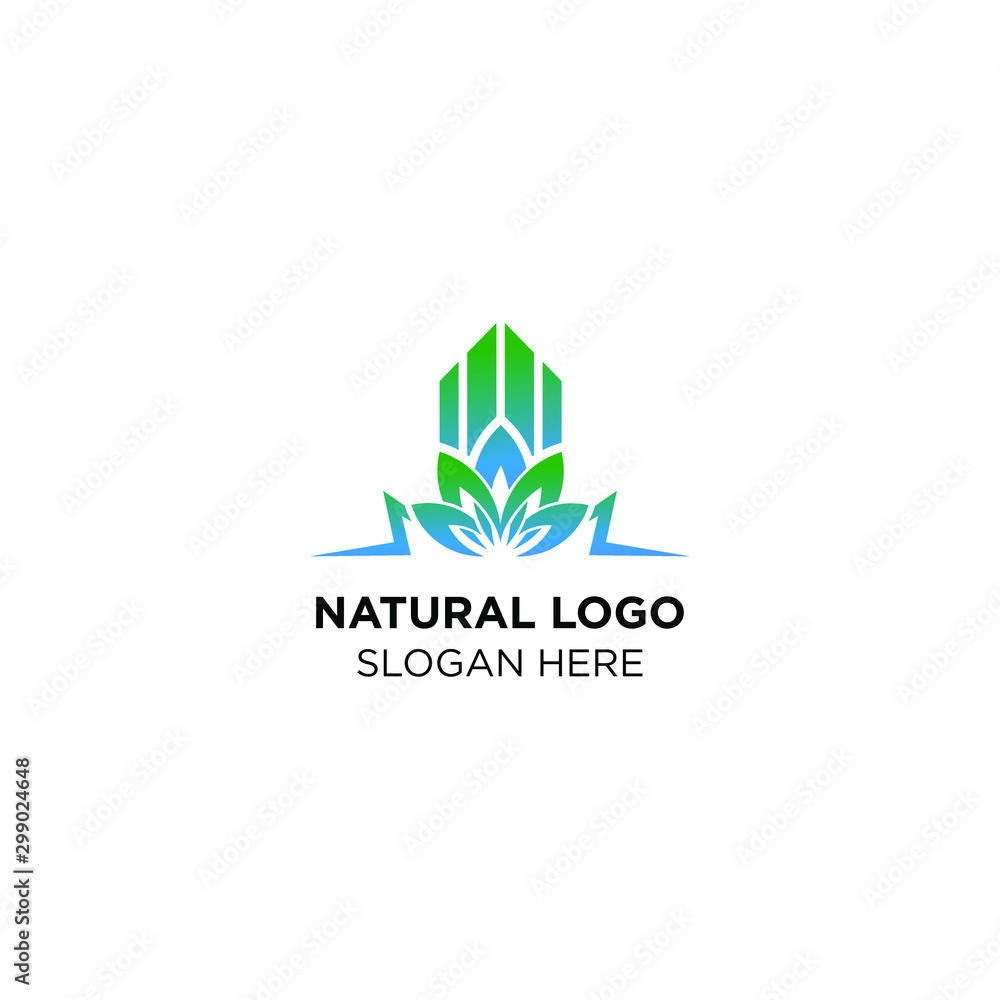 natural building with leaf logo template natural building with leaf logo template