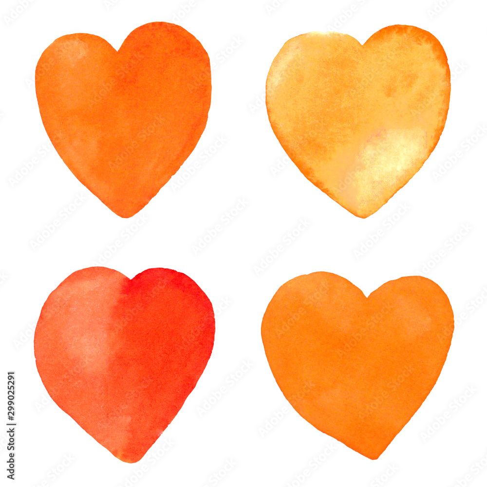 set of hearts isolated on white background