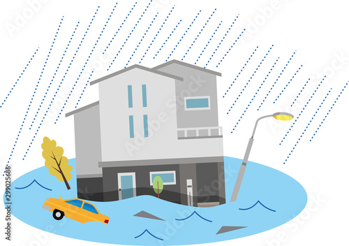 水害　イラスト