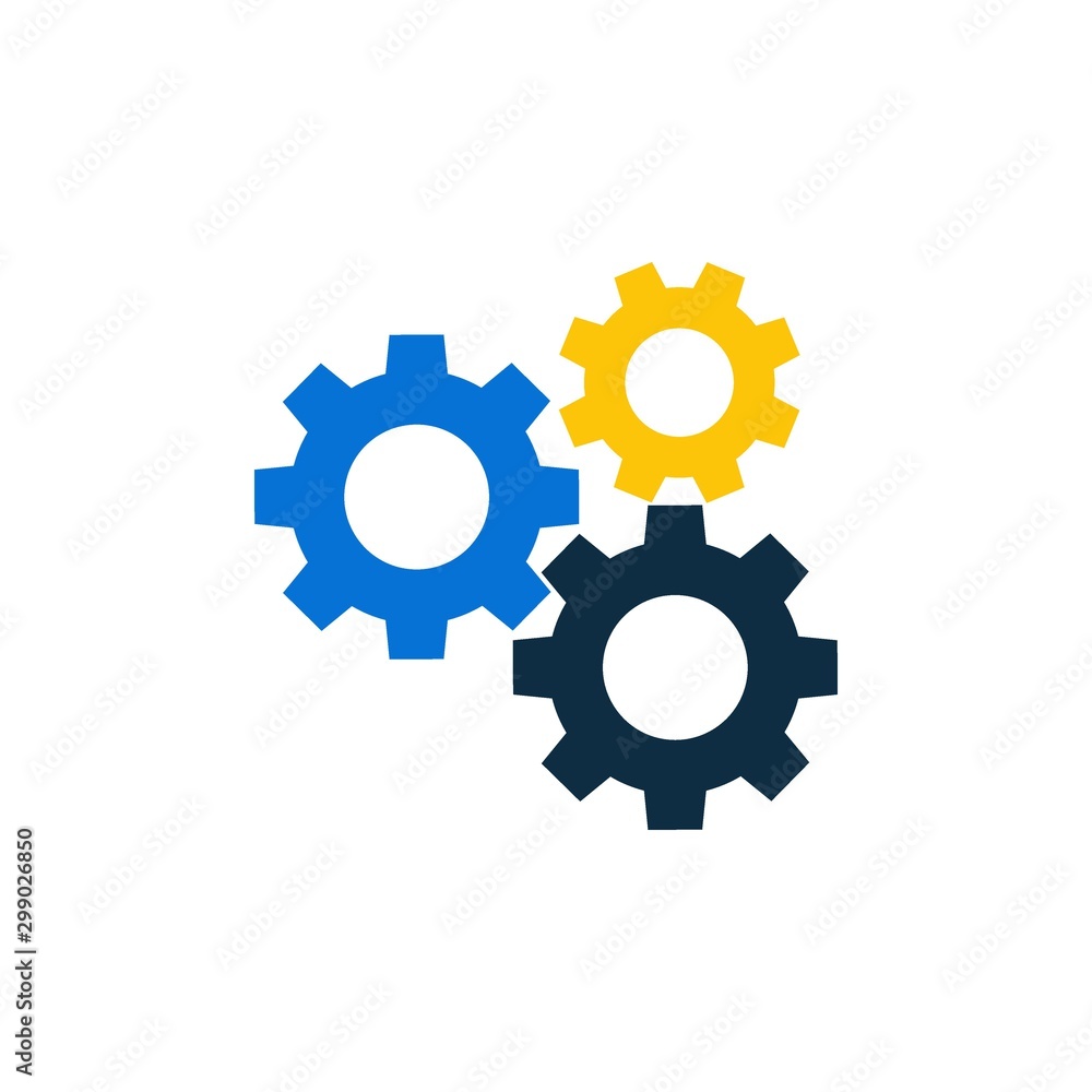 Three gear sign simple icon on background.vector illustration Three gear sign simple icon on background.vector illustration