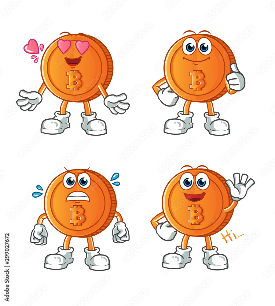 set of bitcoin mascot vector cartoon art illustration set of bitcoin mascot vector cartoon art illustration