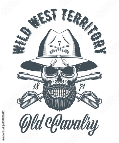 Cavalry officer skull in vintage style