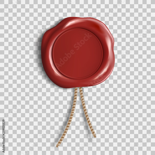 Red wax seal. Template isolated on transparent background photo
