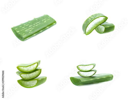 Aloe sliced, isolated on a white background (set mix collection)