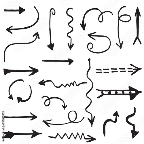 hand drawn Doodle arrow set ,vector illustration