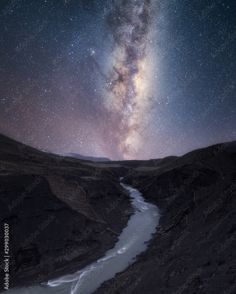 Milky way Rio de las vueltas el chalten los glacieres national park patagonia andes Argentina south america