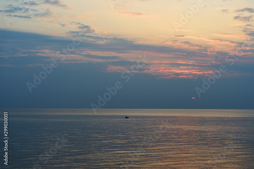 Sunrise over the sea in the early morning near the coast of Sicily  Italy