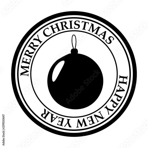 Merry Christmasand Happy New Year post stamp ball icon photo