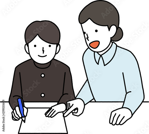 先生に勉強を教えてもらう学生01