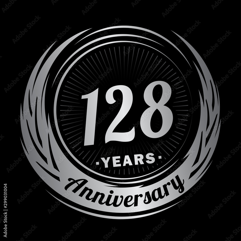 Fototapeta premium 128 years anniversary. Anniversary logo design. One hundred and twenty-eight years logo.