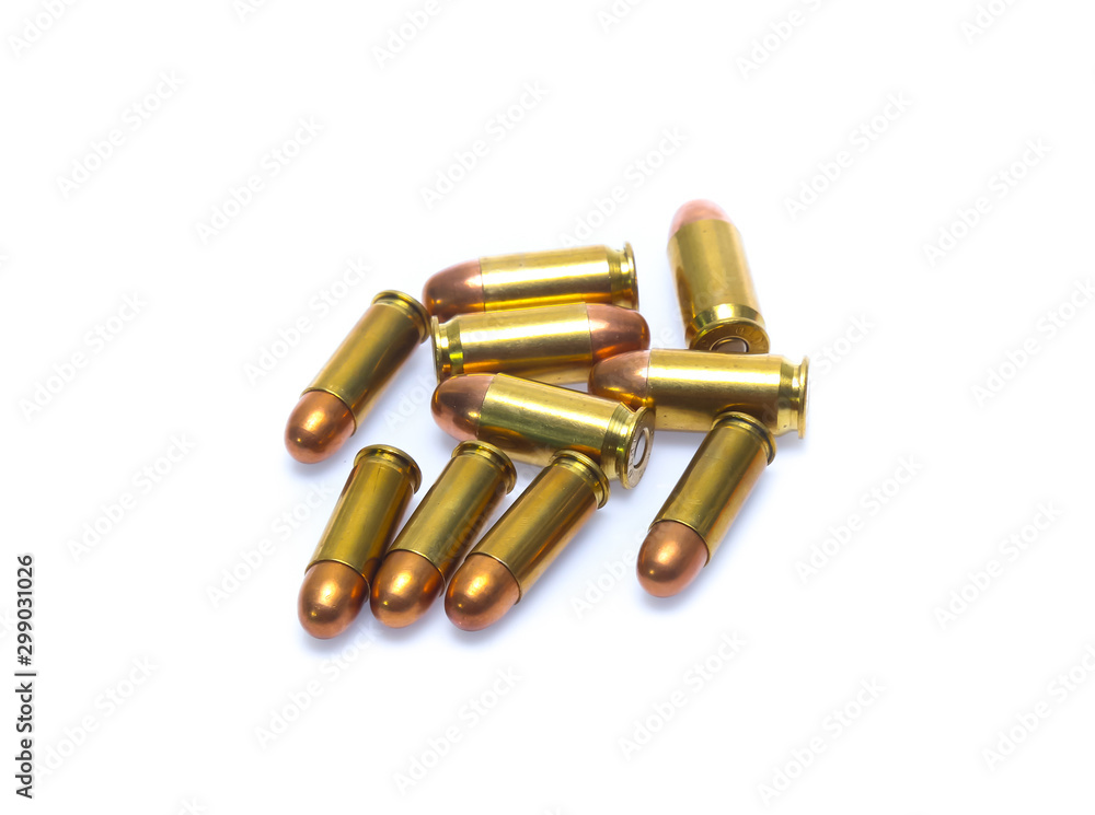 cartridges of .45 ACP pistols ammo isolated cartridges of .45 ACP pistols ammo isolated