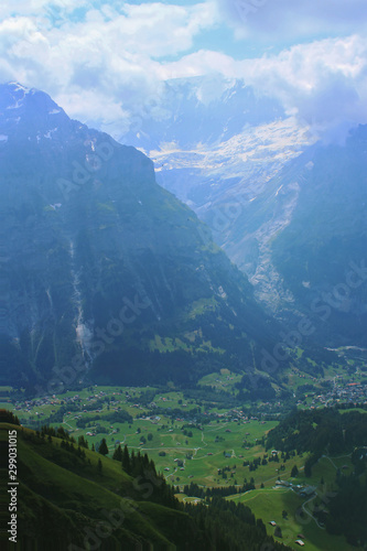 Snow mountain view seen on the hiking  way to First Peak in Switzerland