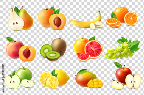 Fototapeta Naklejka Na Ścianę i Meble -  Realistic Fruits Icons Set