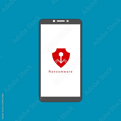 smartphone virus alert. Malware trojan notification on smartphone screen. Hacker attack and insecure internet connection vector concept. Illustration of internet virus malware