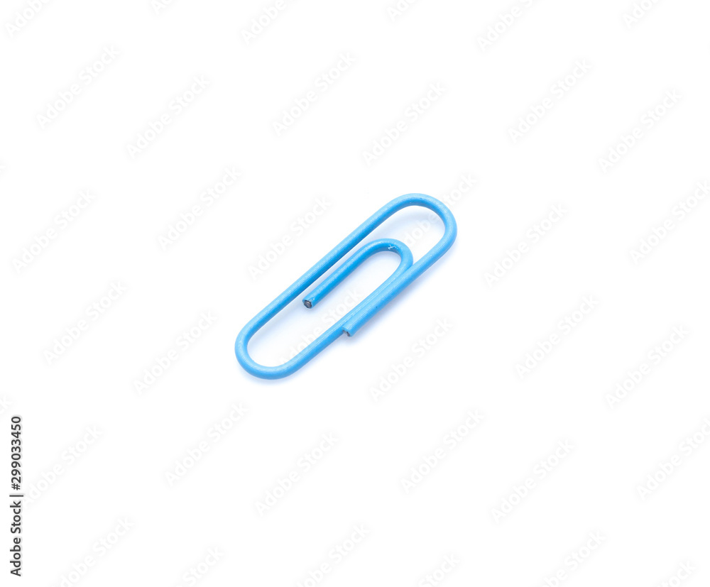 color paperclips on a white background