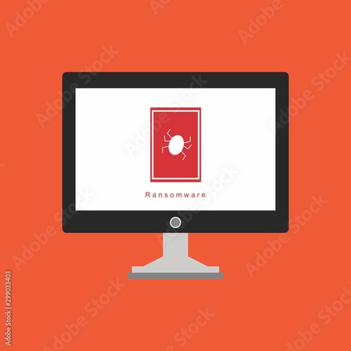Bug in computer icon, error, bug or scam detected, thread, malware scan, Malware on computer display, Virus computer bug icon, Simple design